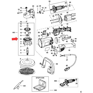 Шпиндель в сборе для полировальной машины Stanley STGP1318 1004732-92