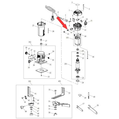 Щетка угольная в сборе с щеткодержателем для фрезера Stanley ST55 N895812