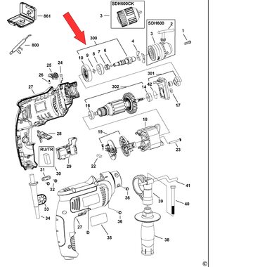 Шпиндель в сборе для дрели Stanley SDH600 4020750001