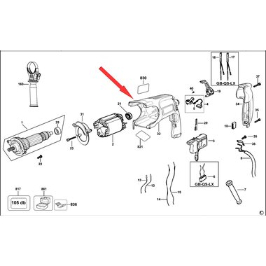 Корпус для перфоратора DeWalt DWEN102K 577810-03