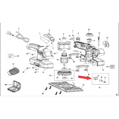 Щетка угольная в сборе с щеткодержателем для шлифмашины Black&Decker KA320EKA 90533571