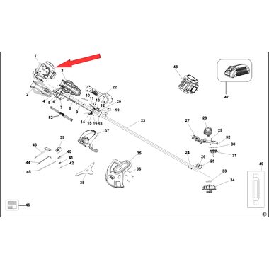 Корпус для триммера DeWalt DCM571 90634423