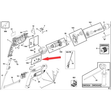 Щеткодержатель для дрели DeWalt DWD024 N022039