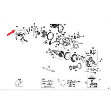 Кабель сетевой для болгарки DeWalt DWE4557 N116821