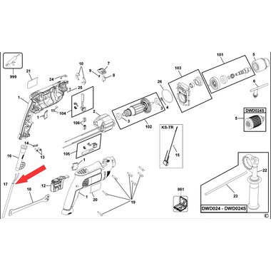 Кабель сетевой для дрели DeWalt DWD024 N473951