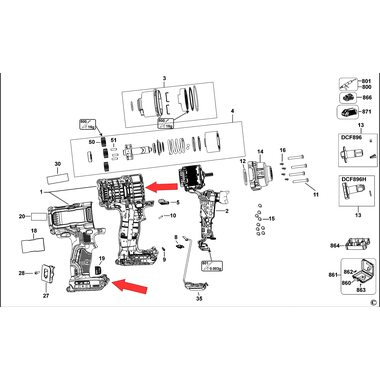 Корпус для гайковерта DeWalt DCF896 N497307