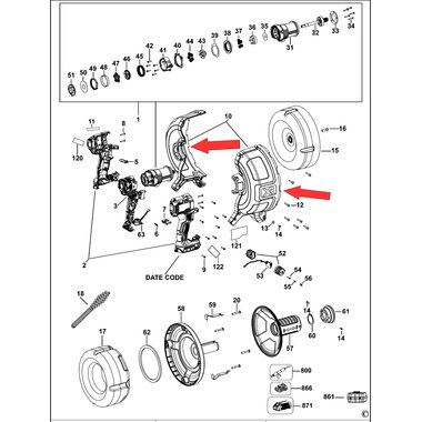 Корпус барабана для DeWalt DCD200 N522966