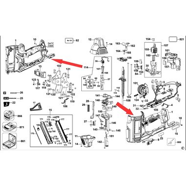 Корпус для монтажного пистолета DeWalt DCN890 N534155