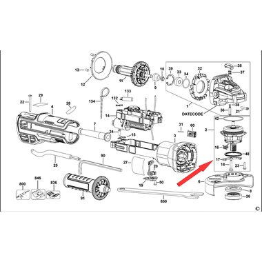 Крышка корпуса редуктора в сборе для болгарки DeWalt DWE4367 N545254