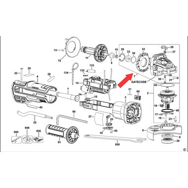 Корпус редуктора в сборе для болгарки DeWalt DWE4369 N545495