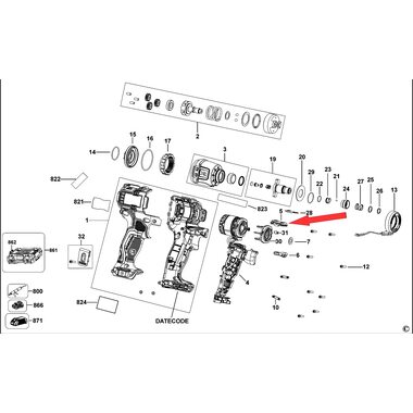 Блок управления в сборе для гайковерта DeWalt DCF801 N563578