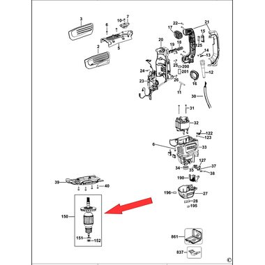 Ротор для отбойного молотка DeWalt D25872 N585925