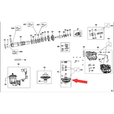 Редуктор в сборе для перфоратора DeWalt DCH334 N593071