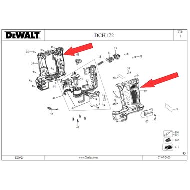 Корпус для перфоратора DeWalt DCH172N N764732