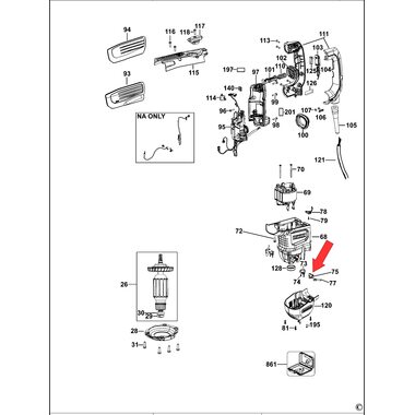 Щетка угольная для перфоратора DeWalt D25614 комплект N773649