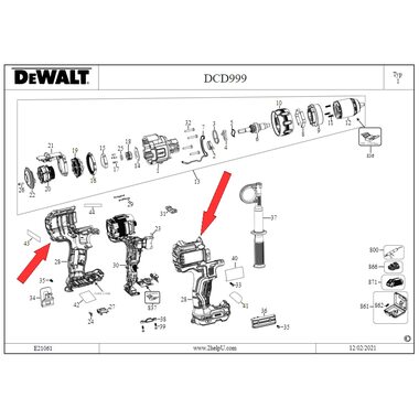 Корпус для дрели-шуруповерта DeWalt DCD999X1 N825700