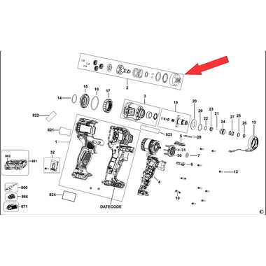 Узел ударный для гайковерта DeWalt DCF801 N854486